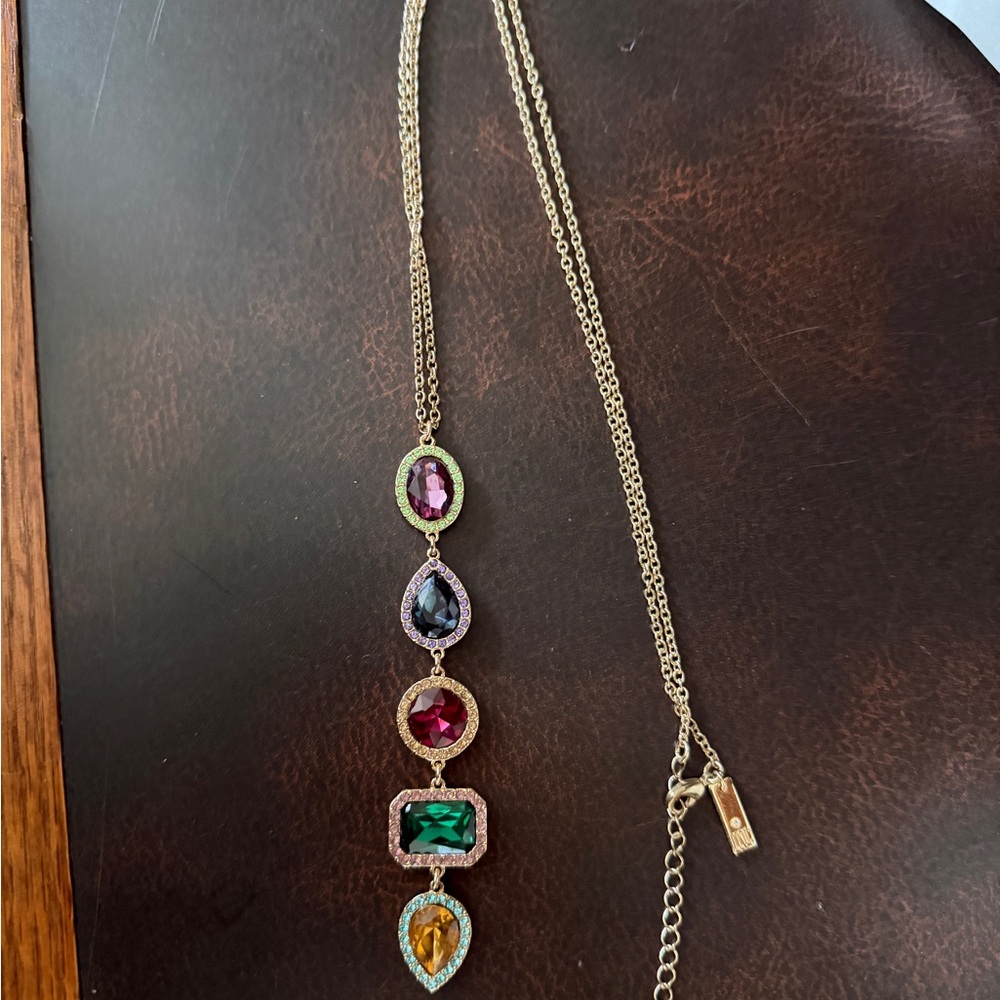 INC International Concepts Gold Tone Multi-Color Drop Pendant Necklace